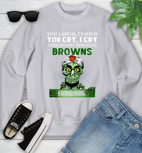 NFL Talk Shit About Cleveland Browns I Kill You Achmed The Dead Terrorist Jeffrey Dunham Football Youth Sweatshirt 3