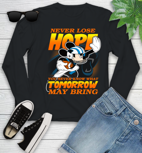 Carolina Panthers NFL Football Mickey Disney Never Lose Hope Youth Long Sleeve