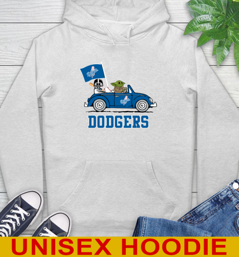 MLB Baseball Los Angeles Dodgers Darth Vader Baby Yoda Driving Star Wars Shirt Hoodie