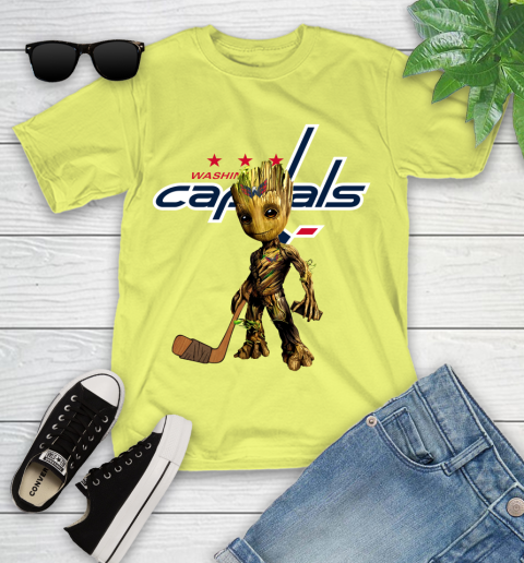 Washington Capitals NHL Hockey Groot Marvel Guardians Of The Galaxy Youth T-Shirt 8