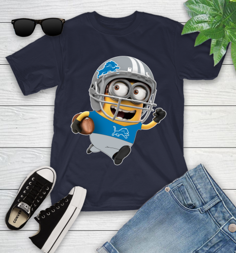 NFL Detroit Lions Minions Disney Football Sports Youth T-Shirt 3