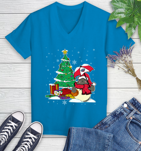 New Orleans Pelicans NBA Basketball Cute Tonari No Totoro Christmas Sports Women's V-Neck T-Shirt 7