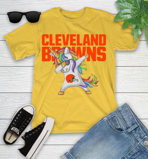 Cleveland Browns NFL Football Funny Unicorn Dabbing Sports Youth T-Shirt 8
