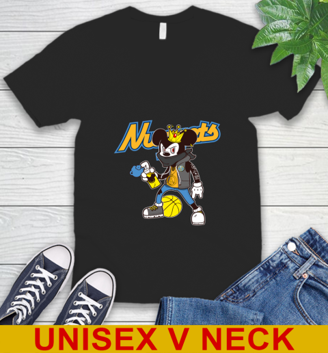 Denver Nuggets NBA Basketball Mickey Peace Sign Sports V-Neck T-Shirt 2