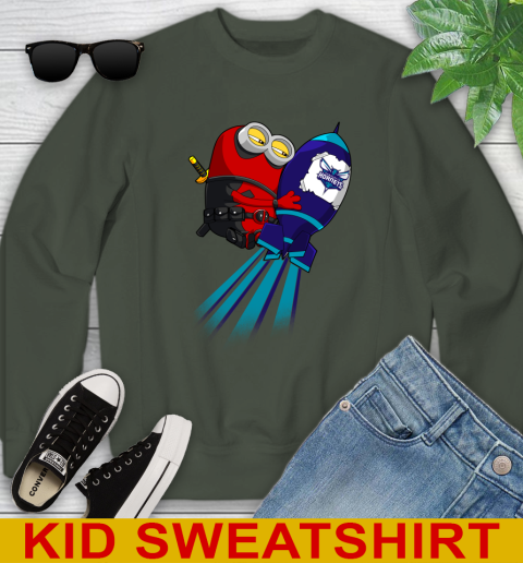 NBA Basketball Charlotte Hornets Deadpool Minion Marvel Shirt Youth Sweatshirt 8