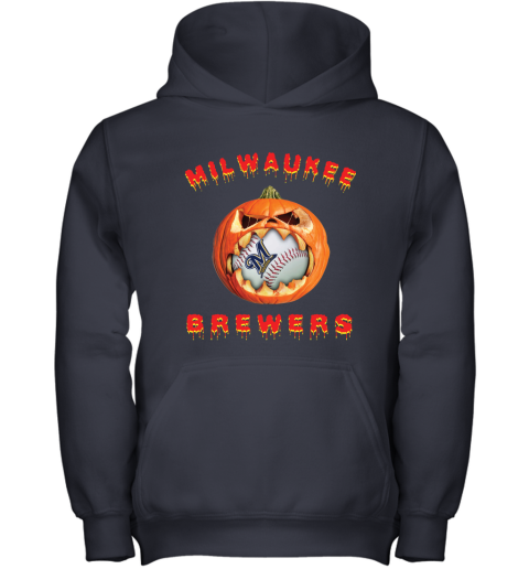 MLB Milwaukee Brewers Halloween Pumpkin Baseball Sports T Shirt