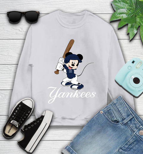 MLB Baseball New York Yankees Cheerful Mickey Mouse Shirt Youth Sweatshirt 5 MLB Baseball New York Yankees Cheerful Mickey Mouse Shirt Youth Sweatshirt - Image 5