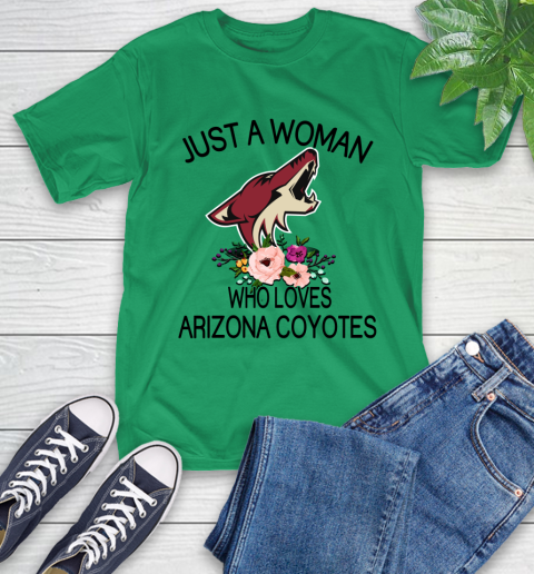NHL Just A Woman Who Loves Arizona Coyotes Hockey Sports T-Shirt 5