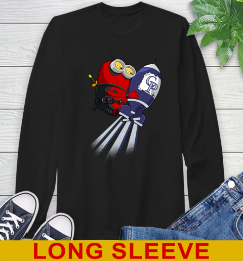 MLB Baseball Colorado Rockies Deadpool Minion Marvel Shirt Long Sleeve T-Shirt