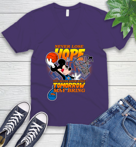 New York Knicks NBA Basketball Mickey Disney Never Lose Hope V-Neck T-Shirt 9