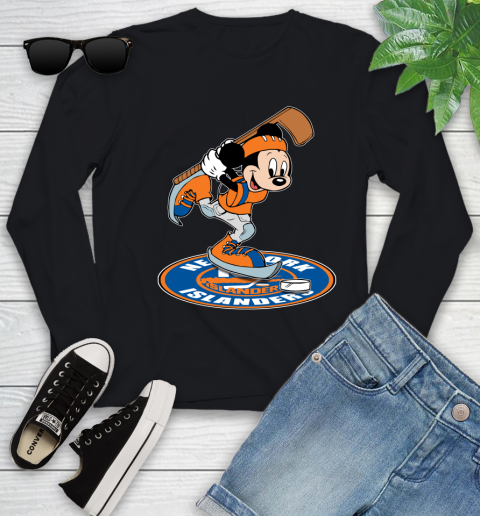 NHL Hockey New York Islanders Cheerful Mickey Disney Shirt Youth Long Sleeve