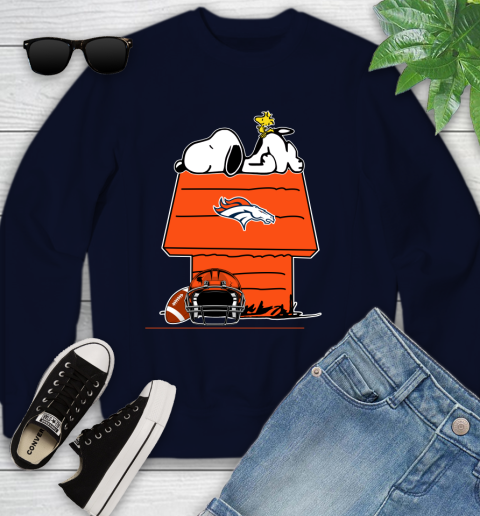 Denver Broncos NFL Football Snoopy Woodstock The Peanuts Movie Youth Sweatshirt 3