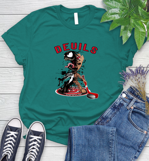 NHL New Jersey Devils Hockey Venom Groot Guardians Of The Galaxy Women's T-Shirt 12