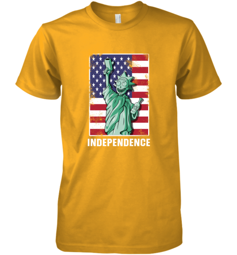 pjvm rick and morty statue of liberty independence day 4th of july shirts premium guys tee 5 front gold