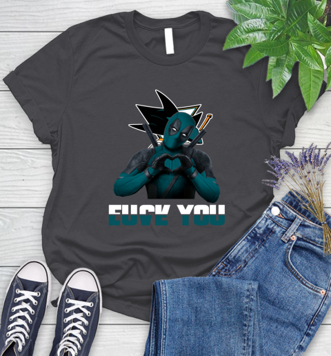 NHL San Jose Sharks Deadpool Love You Fuck You Hockey Sports Women's T-Shirt 8