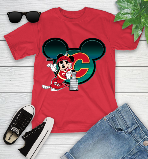 NHL Calgary Flames Stanley Cup Mickey Mouse Disney Hockey T Shirt Youth T-Shirt 10