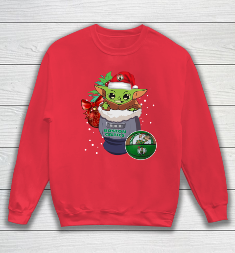 Boston Celtics Christmas Baby Yoda Star Wars Funny Happy NBA Sweatshirt 8