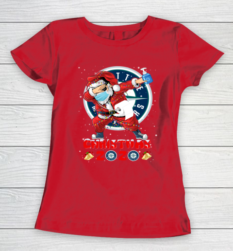 Seattle Mariners Funny Santa Claus Dabbing Christmas 2020 MLB Women's T-Shirt 9