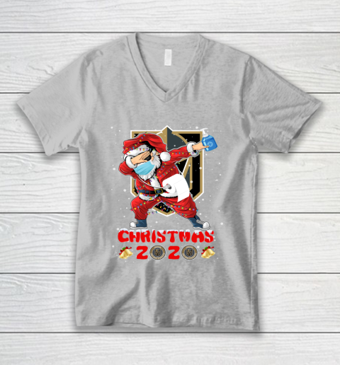 Vegas Golden Knights Funny Santa Claus Dabbing Christmas 2020 NHL V-Neck T-Shirt 3