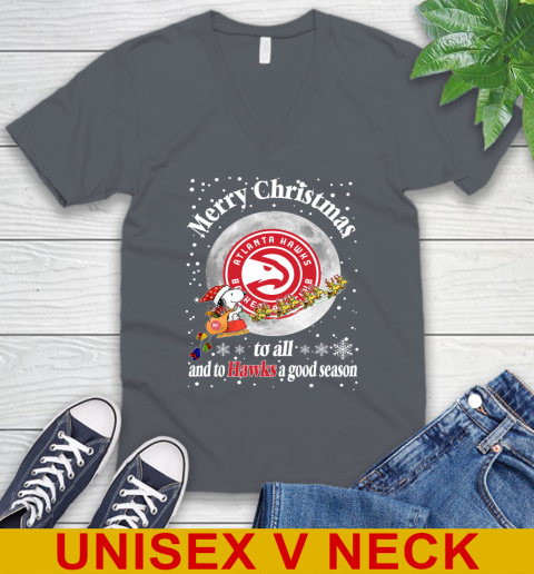 Atlanta Hawks Merry Christmas To All And To Hawks A Good Season NBA Basketball Sports V-Neck T-Shirt 4