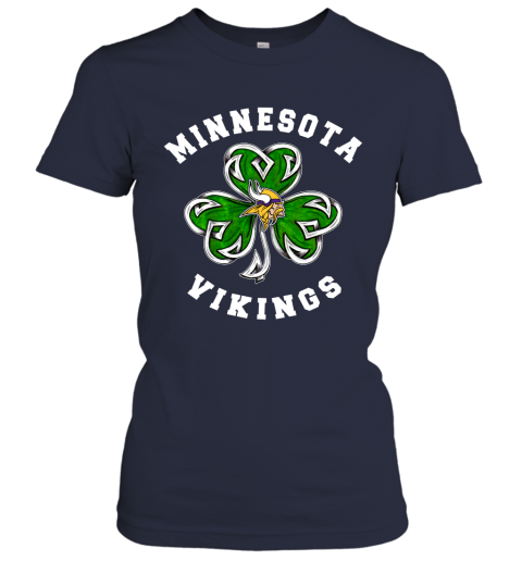 NFL Minnesota Vikings Three Leaf Clover St Patrick's Day Football Sports rKDtwS252US ladies t shirt 20 95 151514 front navy