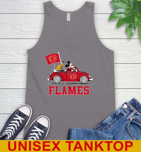 NHL Hockey Calgary Flames Pluto Mickey Driving Disney Shirt Tank Top 7