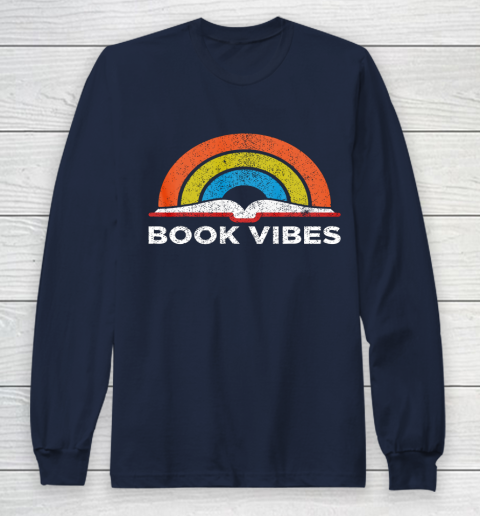 Reading Rainbow t shirt Vintage Retro Book Vibes Rainbow Gift for Reading Lovers Long Sleeve T-Shirt 2