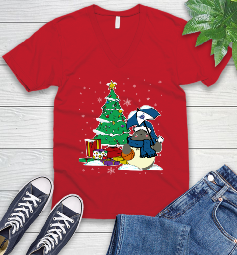 Charlotte Hornets NBA Basketball Cute Tonari No Totoro Christmas Sports V-Neck T-Shirt 6