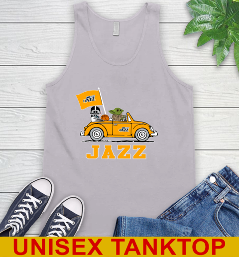 NBA Basketball Utah Jazz Darth Vader Baby Yoda Driving Star Wars Shirt Tank Top 4