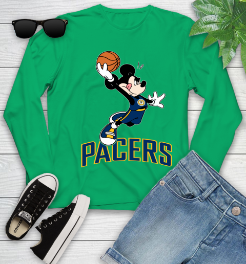 NBA Basketball Indiana Pacers Cheerful Mickey Mouse Shirt Youth Long Sleeve 6