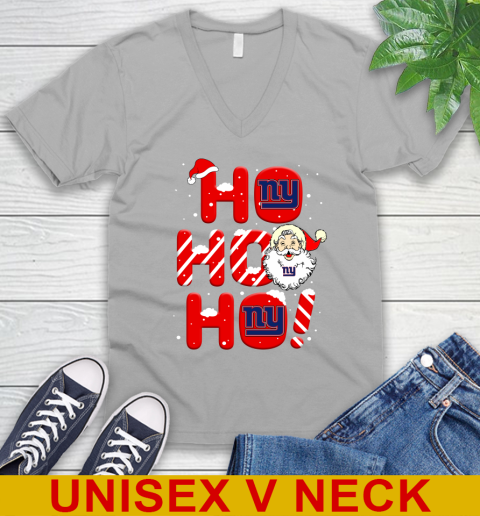 New York Giants NFL Football Ho Ho Ho Santa Claus Merry Christmas Shirt V-Neck T-Shirt 3