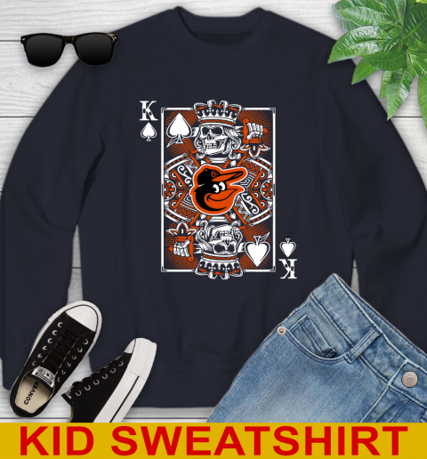 Baltimore Orioles MLB Baseball The King Of Spades Death Cards Shirt Youth Sweatshirt - Image 3