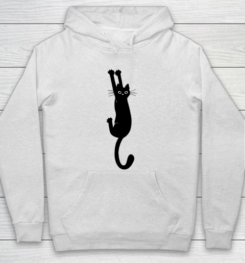 Black Cat Holding On Funny Shirt Hoodie