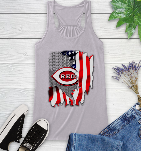 Cincinnati Reds MLB Baseball American Flag Racerback Tank 4