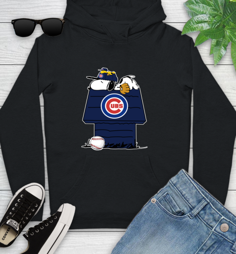 MLB Chicago Cubs Snoopy Woodstock The Peanuts Movie Baseball T Shirt Youth Hoodie 2
