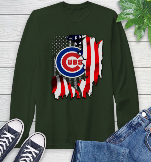 Chicago Cubs MLB Baseball American Flag Long Sleeve T-Shirt 7