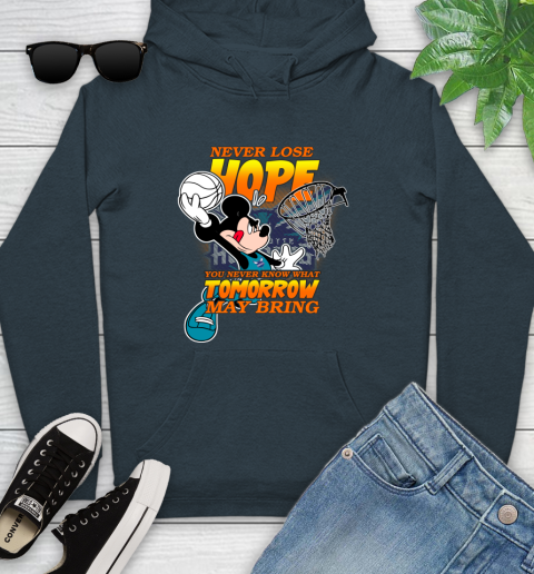 Charlotte Hornets NBA Basketball Mickey Disney Never Lose Hope Youth Hoodie 10