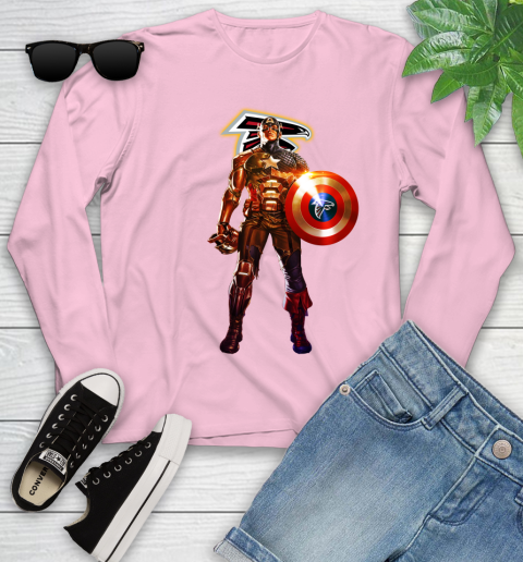 NFL Captain America Marvel Avengers Endgame Football Sports Atlanta Falcons Youth Long Sleeve 10
