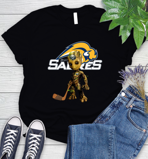 Buffalo Sabres NHL Hockey Groot Marvel Guardians Of The Galaxy Women's T-Shirt 2