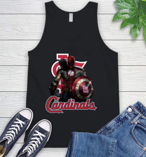 MLB Captain America Thor Spider Man Hawkeye Avengers Endgame Baseball St.Louis Cardinals Tank Top 2