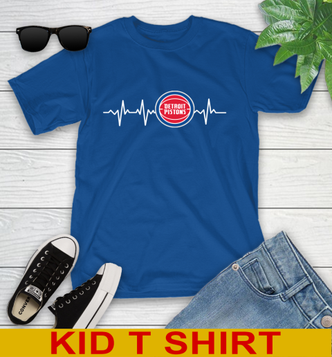 Detroit Pistons NBA Basketball Heart Beat Shirt Youth T-Shirt 10