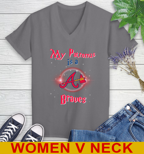 MLB Baseball Harry Potter My Patronus Is A Atlanta Braves Women's V-Neck T-Shirt 12 MLB Baseball Harry Potter My Patronus Is A Atlanta Braves Women's V-Neck T-Shirt - Image 12