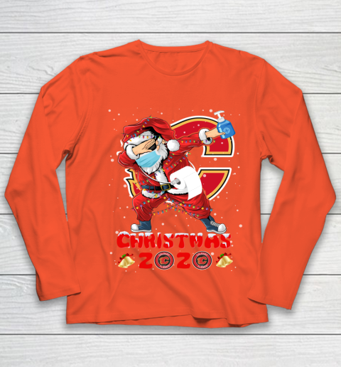 Calgary Flames Funny Santa Claus Dabbing Christmas 2020 NHL Youth Long Sleeve 3