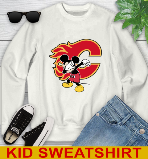 Calgary Flames NHL Hockey Dabbing Mickey Disney Sports Youth Sweatshirt