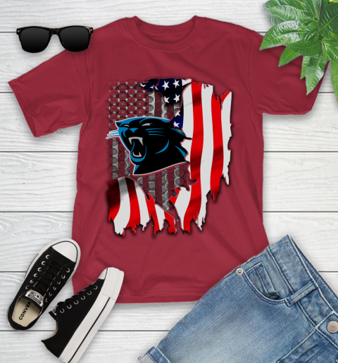 Carolina Panthers NFL Football American Flag Youth T-Shirt 14