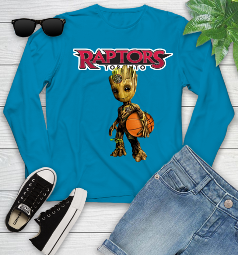 Toronto Raptors NBA Basketball Groot Marvel Guardians Of The Galaxy Youth Long Sleeve 7