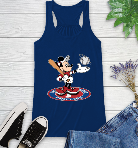 MLB Baseball Philadelphia Phillies Cheerful Mickey Disney Shirt Racerback Tank 8