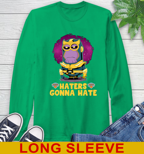 NBA Basketball New York Knicks Haters Gonna Hate Thanos Minion Marvel Shirt Long Sleeve T-Shirt - Image 8