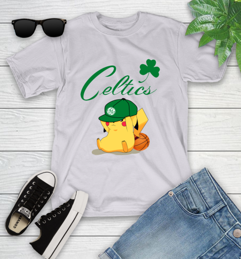 NBA Pikachu Basketball Sports Boston Celtics Youth T-Shirt 4
