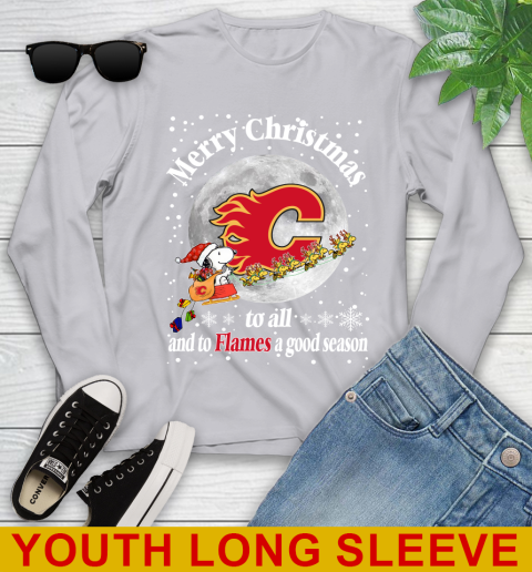 Calgary Flames Merry Christmas To All And To Flames A Good Season NHL Hockey Sports Youth Long Sleeve 5
